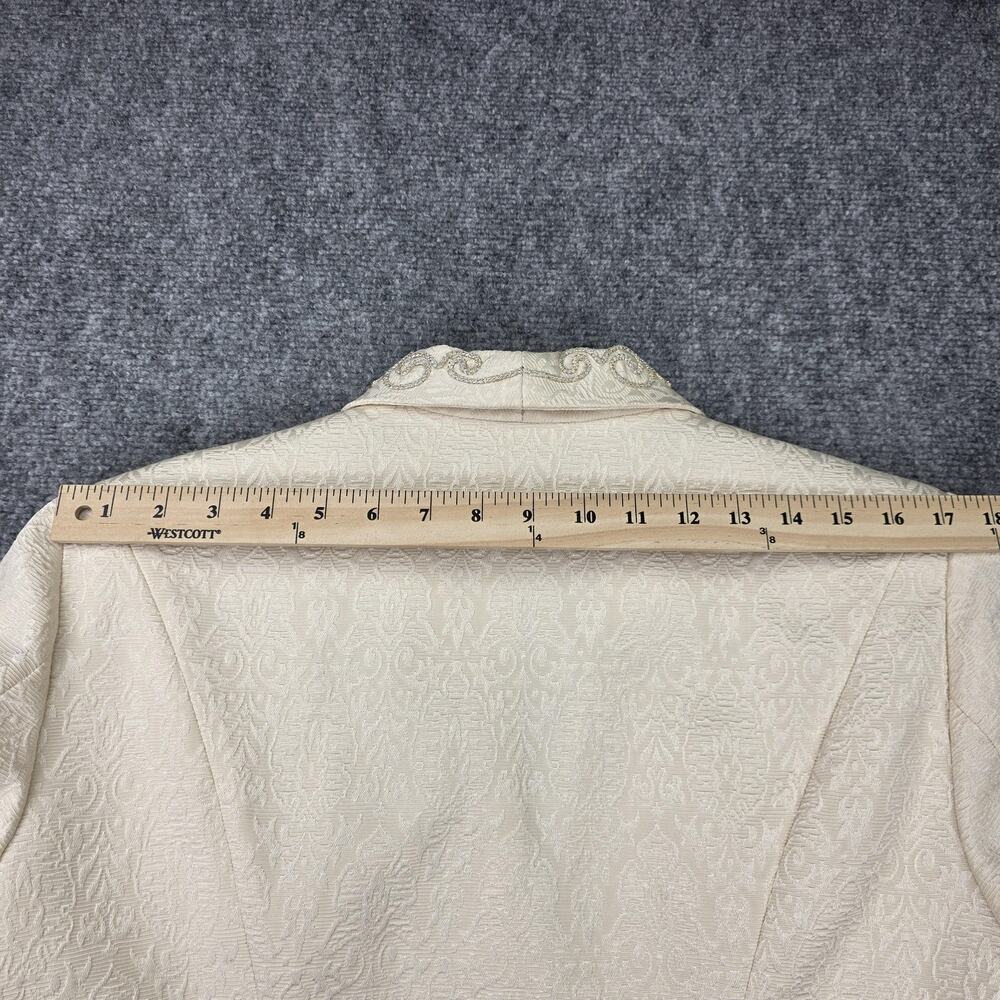 Vintage Hobby Horse Blazer Womens Large Cream Brocade Beaded Metallic Made USA - Picture 7 of 16